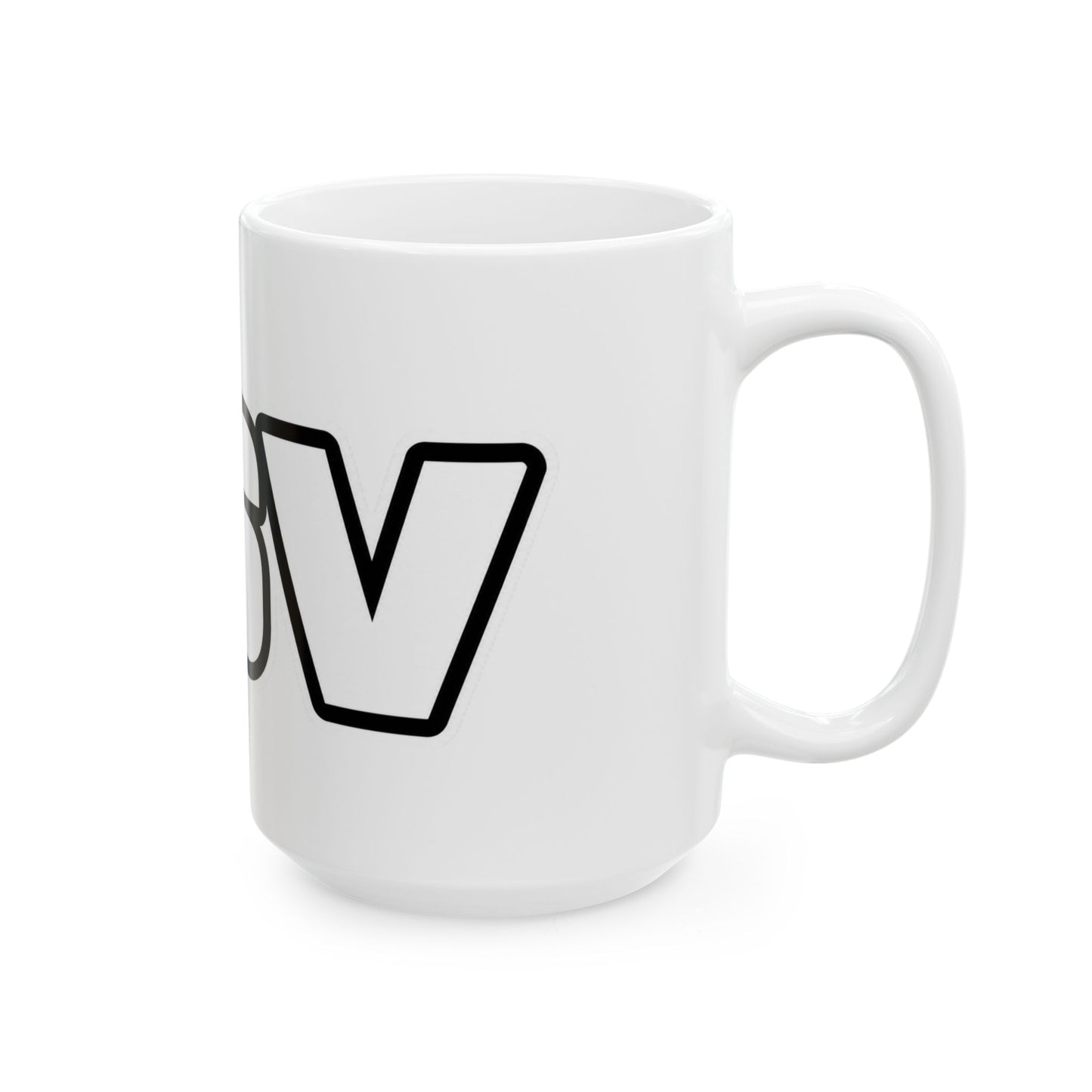 Bold Text Ceramic Mug (11oz & 15oz) — Large Outline Lettering Coffee Cup